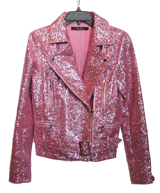 Pink Glitter Motorcycle Jacket